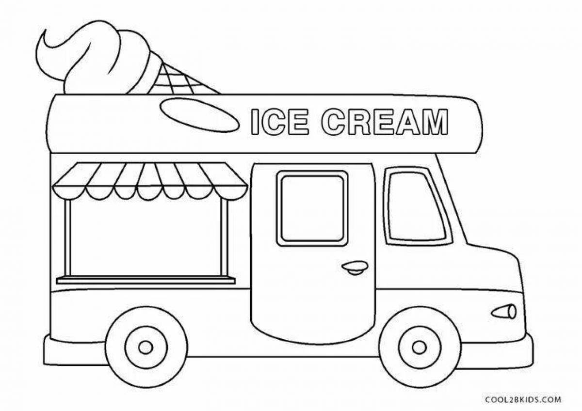 Очаровательная раскраска грузовик с мороженым