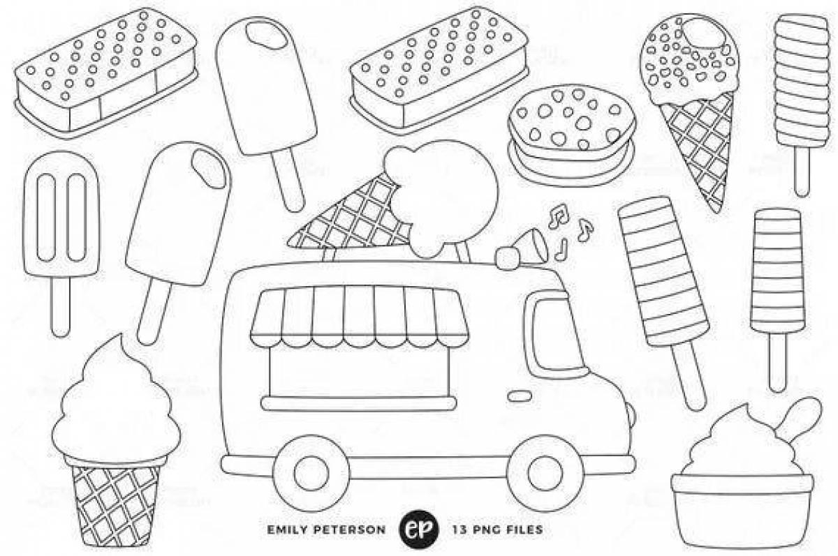 Magic ice cream truck coloring page