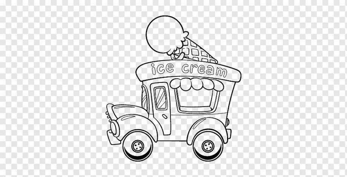 Adorable ice cream truck coloring page