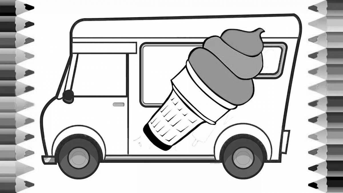 Cute ice cream truck coloring page