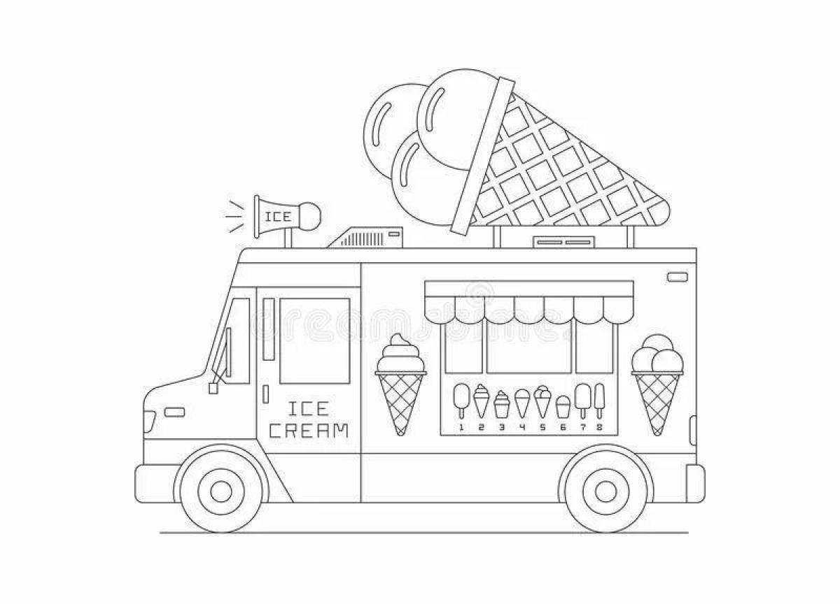 Раскраска солнечный грузовик мороженого