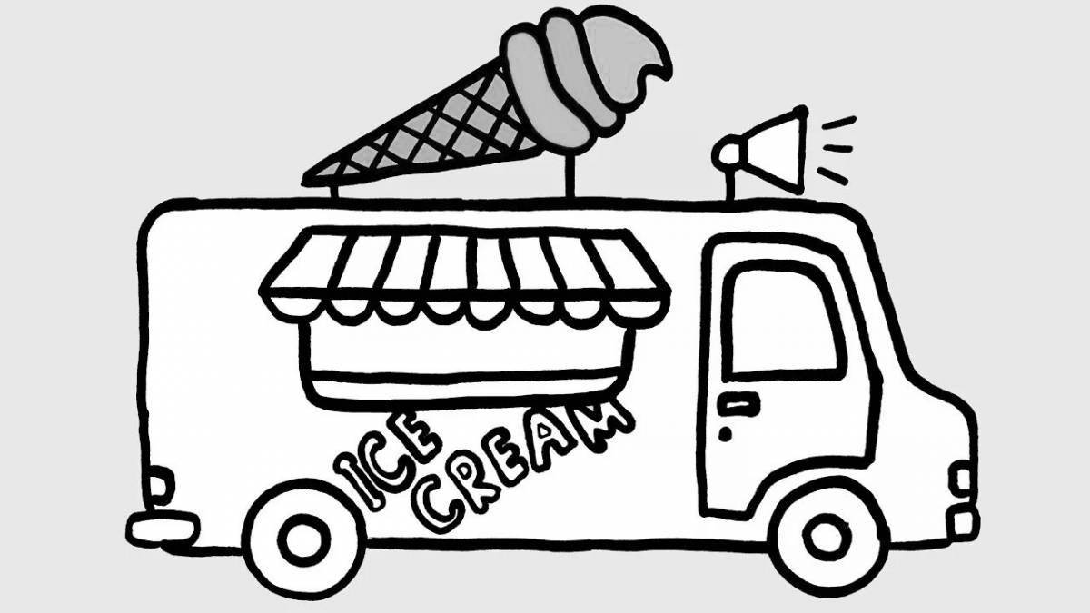 Раскраска грузовик с мороженым