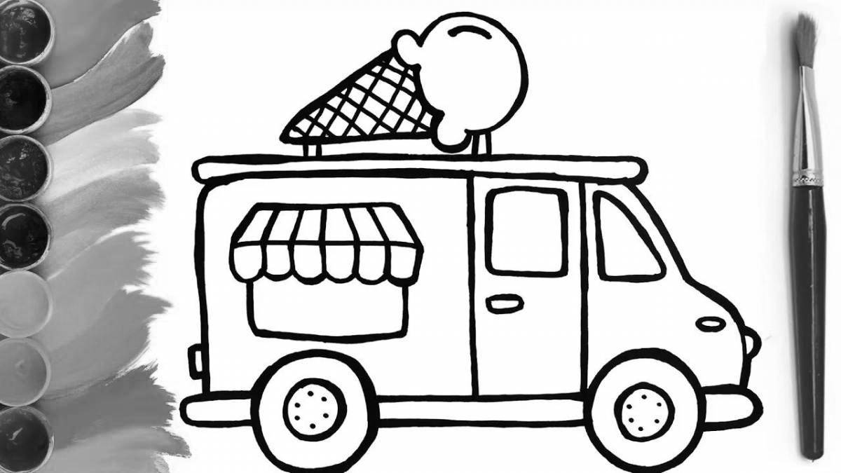 Crazy ice cream truck coloring page
