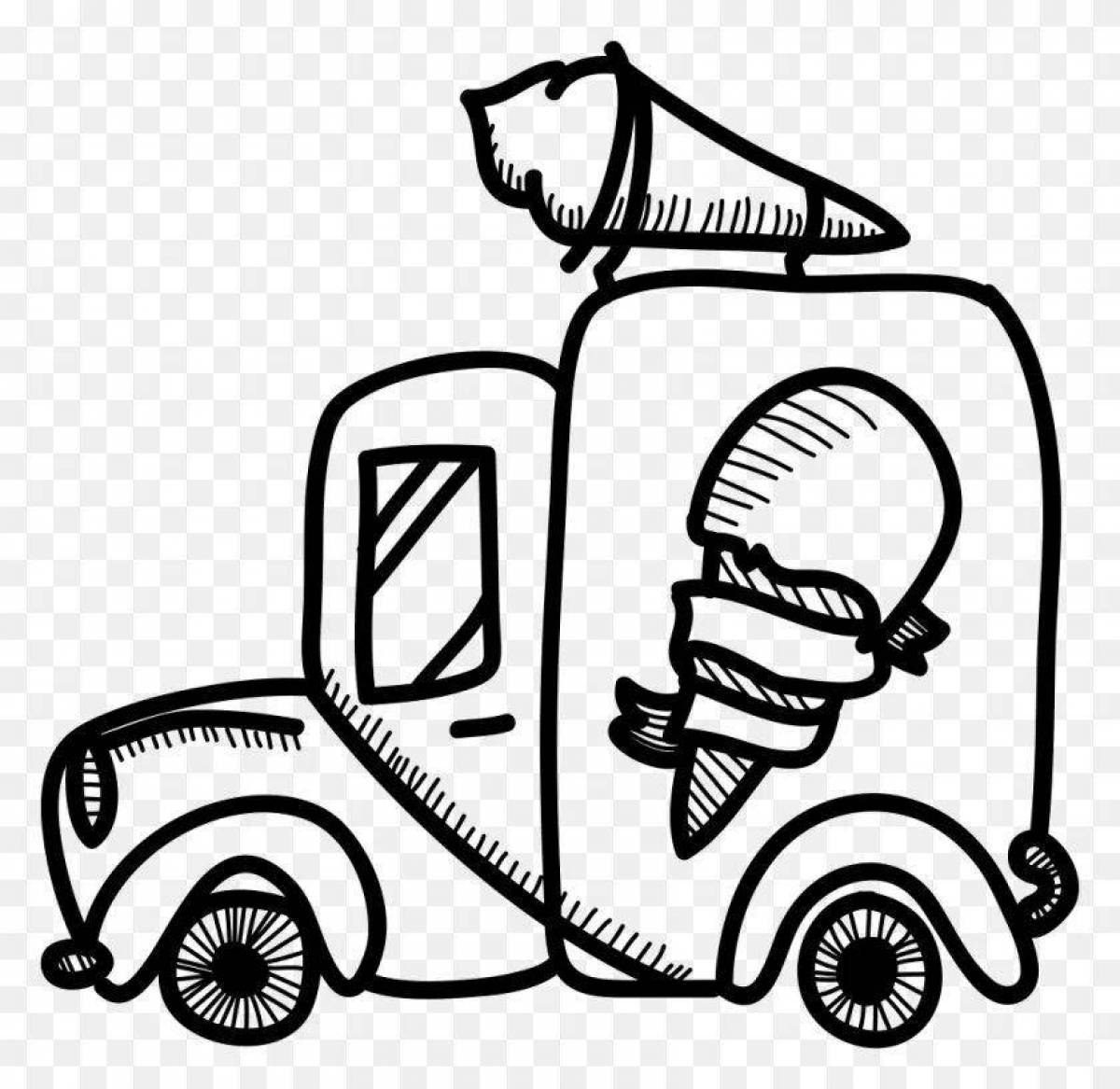 Color riot ice cream truck coloring page