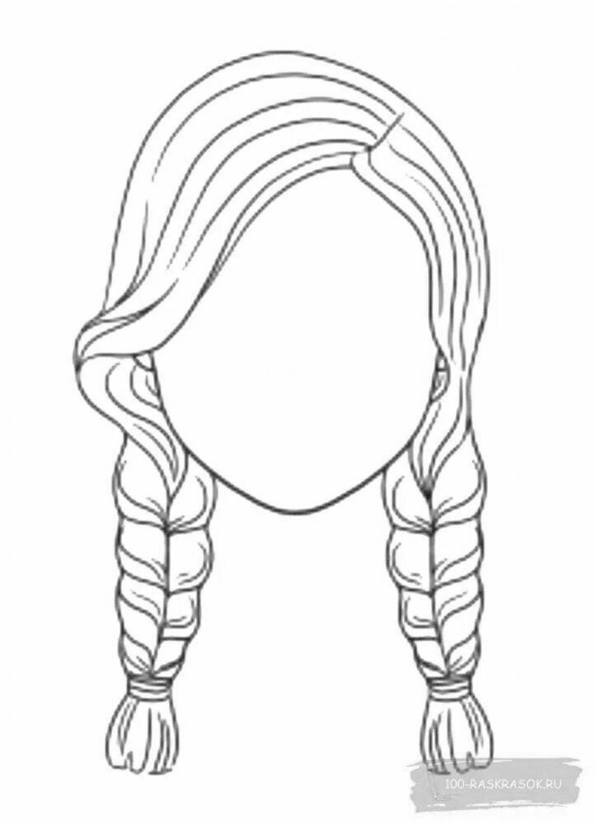 Коса распечатать. Прически раскраска для детей. Раскраска девочка с косичками. Раскраски прически без лиц. Парик раскраска.