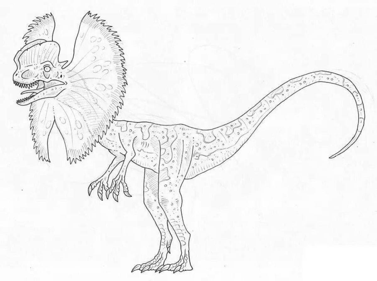 Дилофозавр раскраска парк Юрского периода