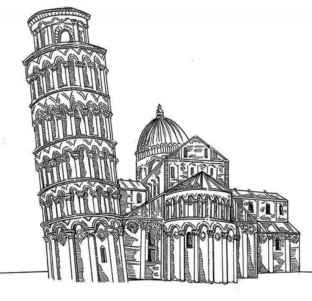 Итальянский карандаш. Пизанская башня Италия. Пизанская башня Италия нарисовать. Пизанская башня романский стиль. Пизанская башня раскраска.