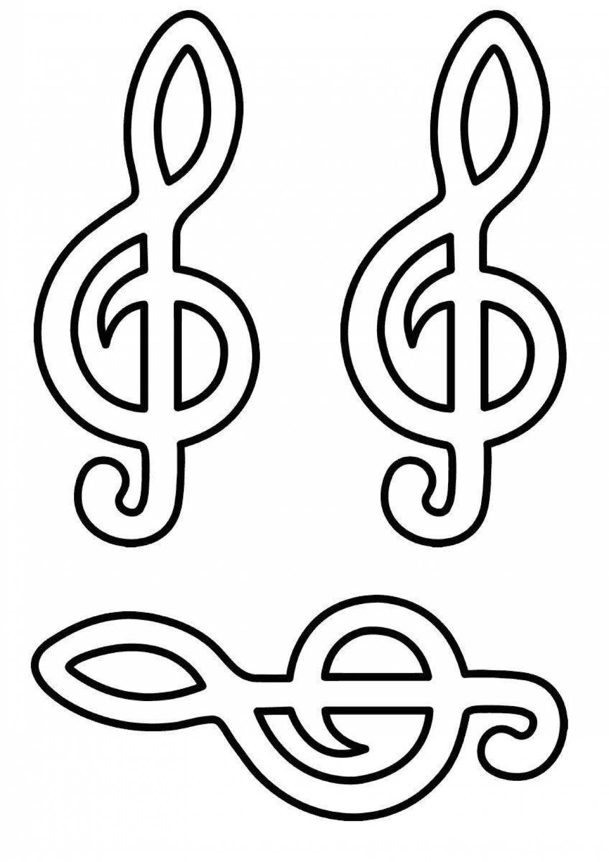 Скрипичный ключ контурный рисунок