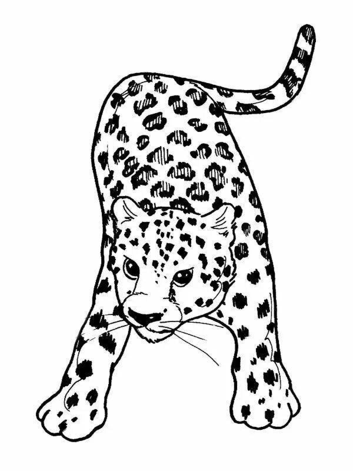 Леопард контурный рисунок