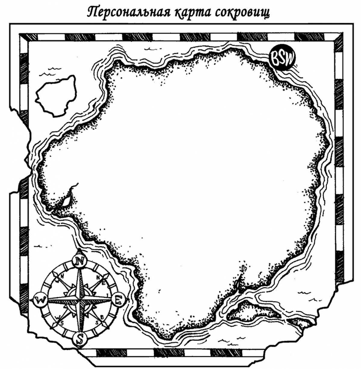 Пиратская карта раскраска