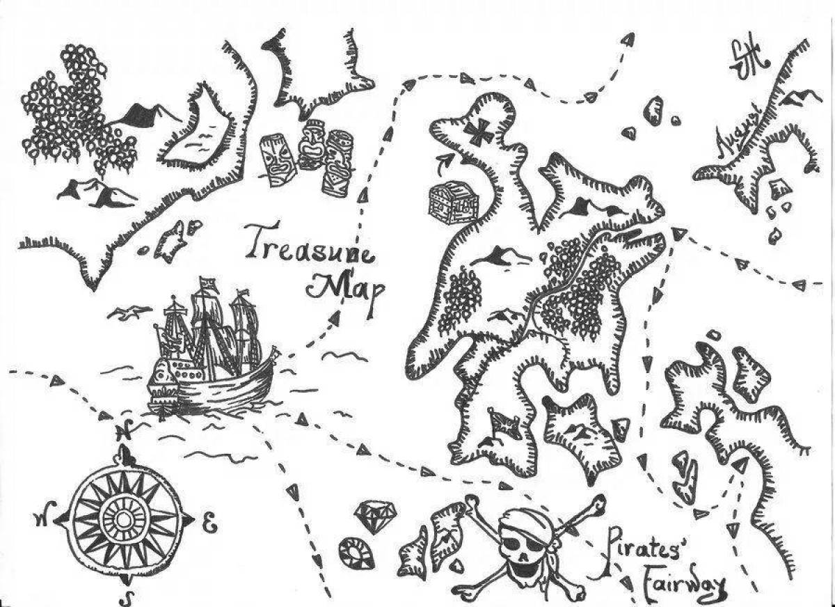 Карта острова мечты. Карта сокровищ раскраска. Карта сокровищ Пиратская. Раскраска карта сокровищ для детей. Карта клада черно белая.
