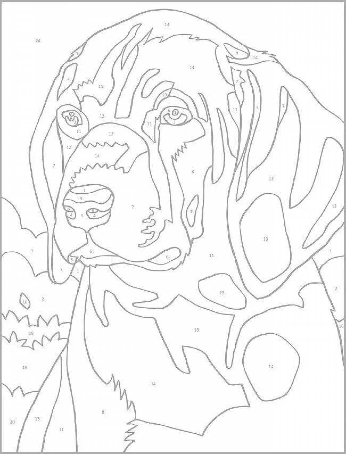 Innovative dog coloring page by number