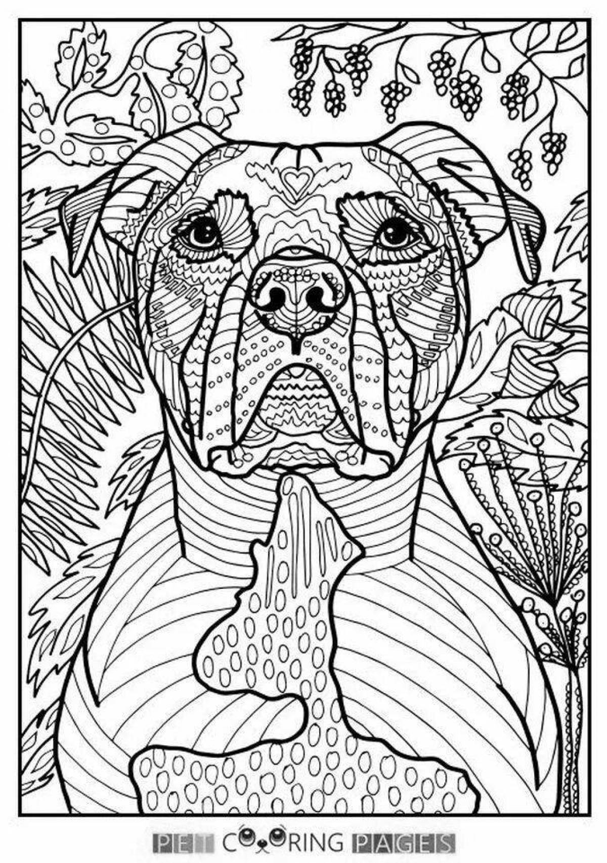 Красочная страница раскраски собак по номерам