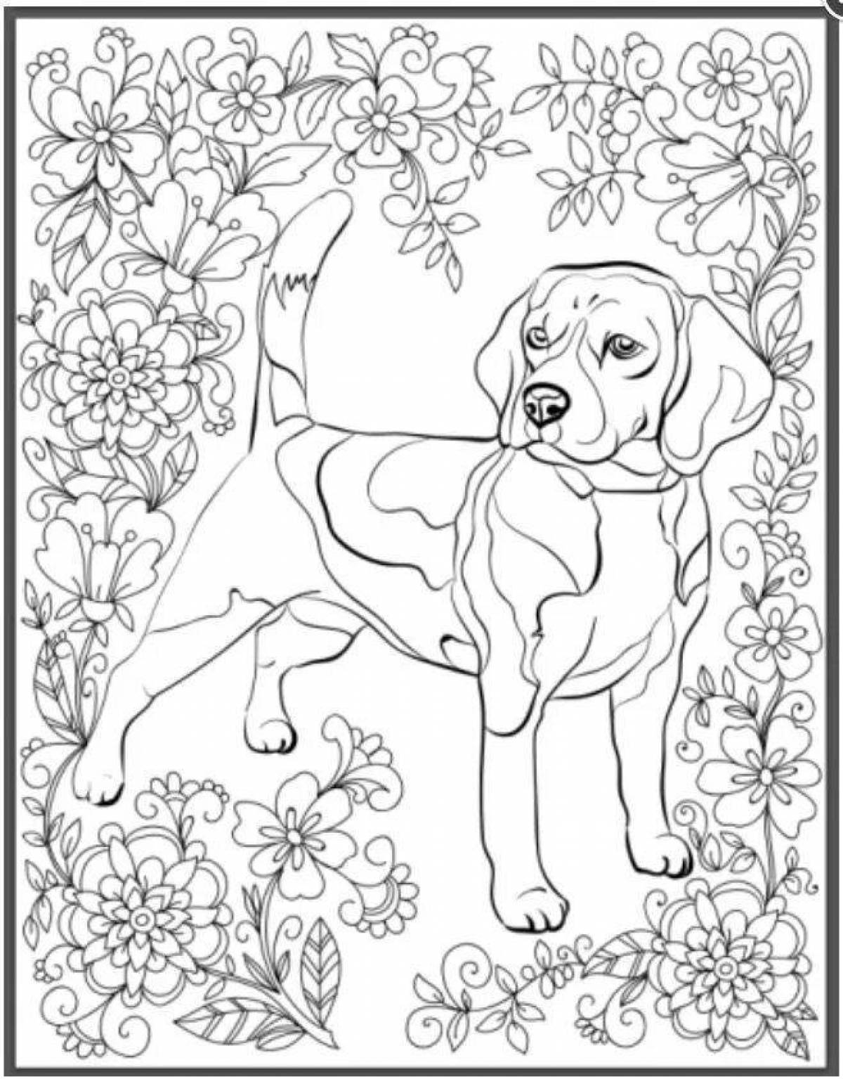Bright dog coloring by numbers