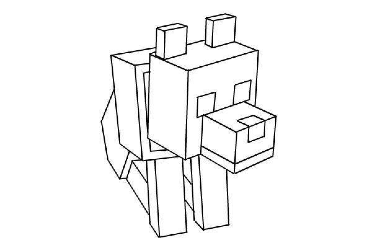 Detailed minecraft dog coloring page