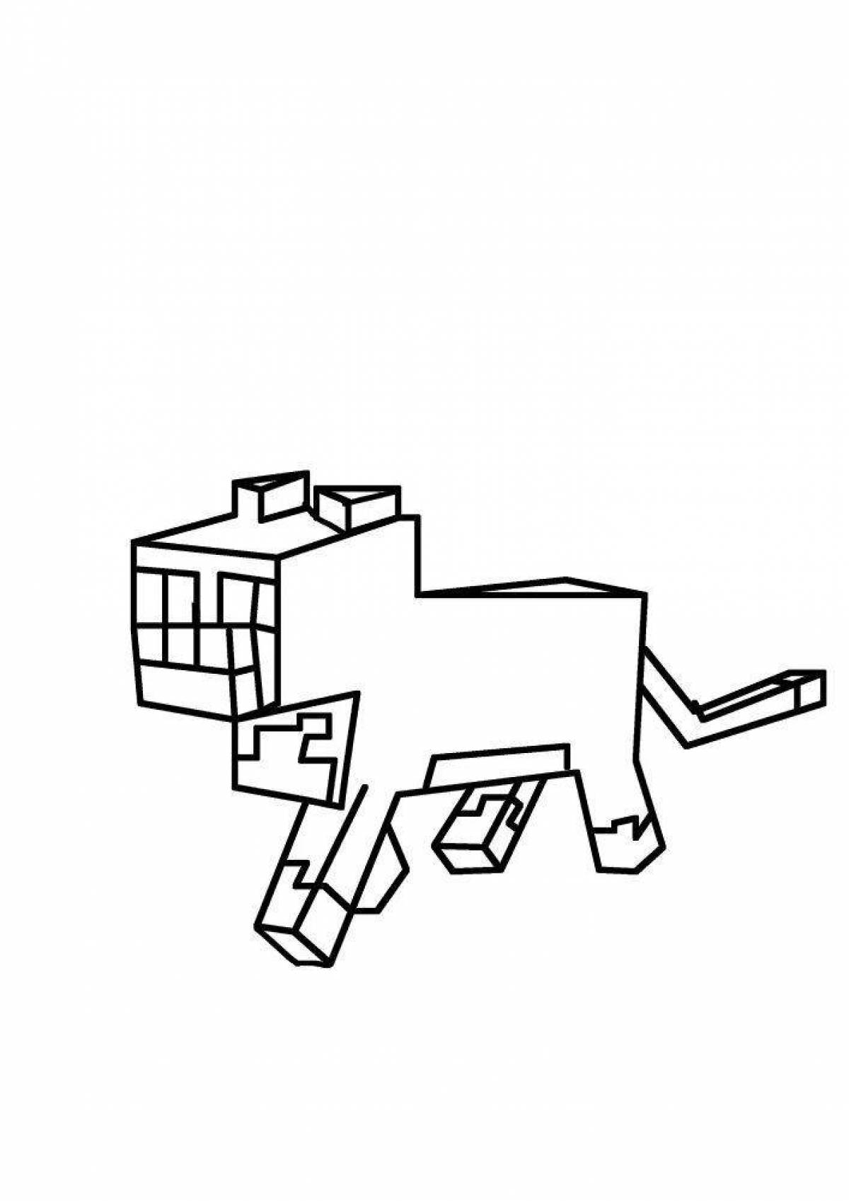 Complex minecraft dog coloring page
