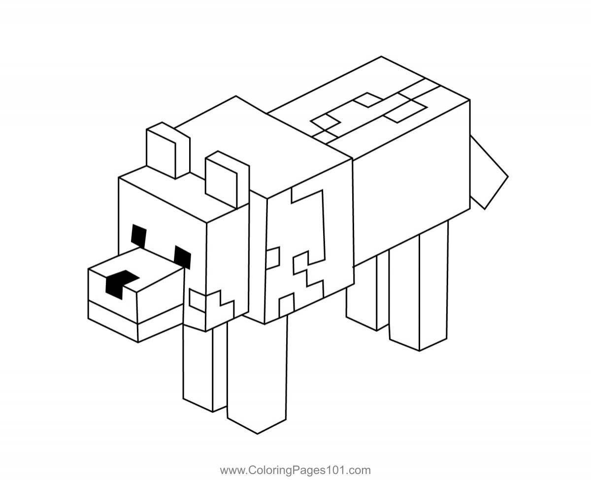 Креативная страница раскраски собаки minecraft