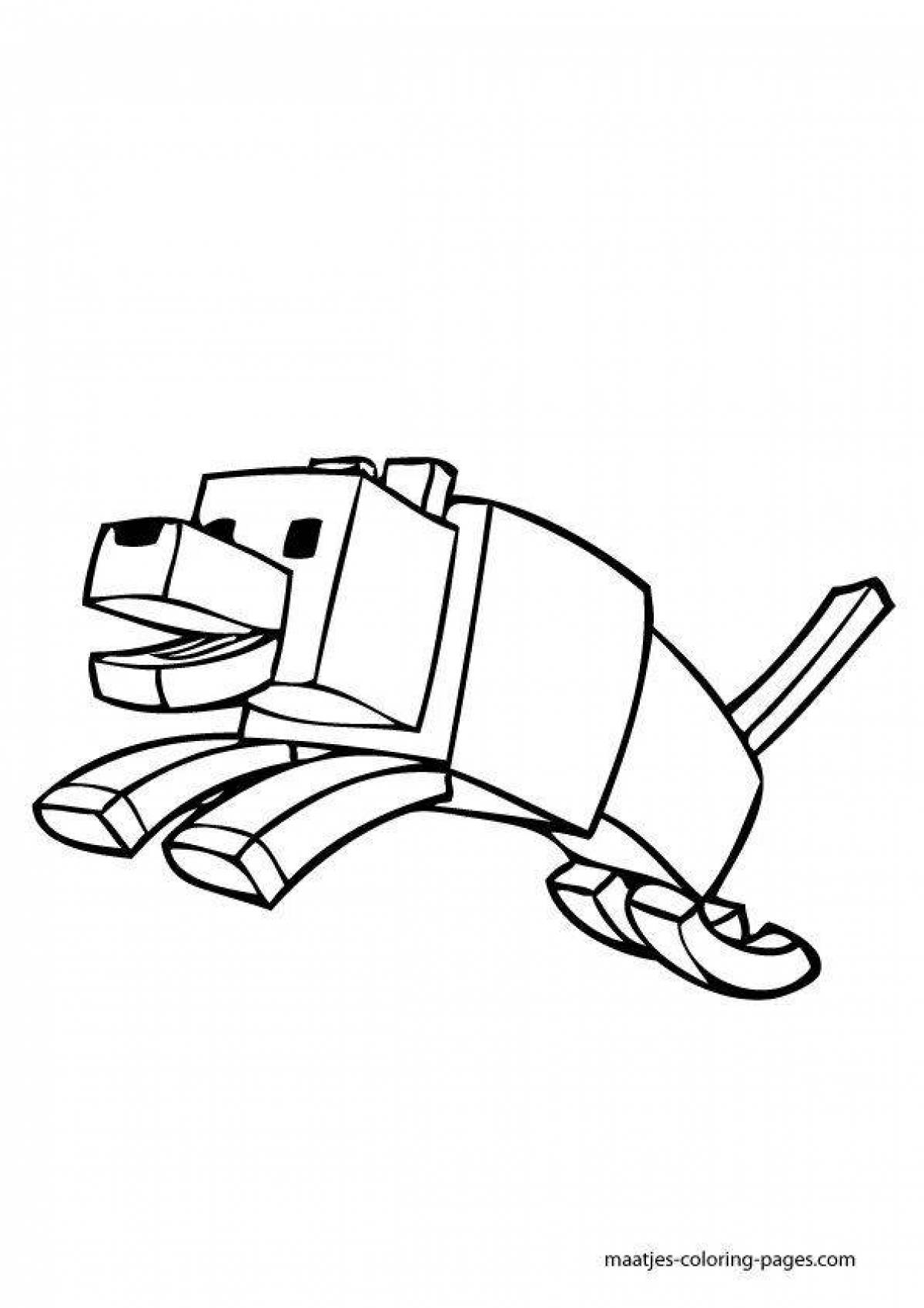 Color minecraft dog coloring page