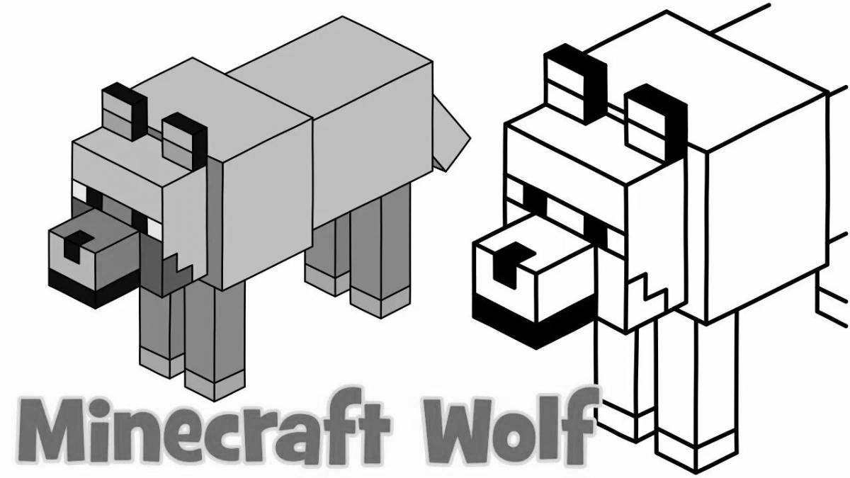 Exciting minecraft dog coloring page