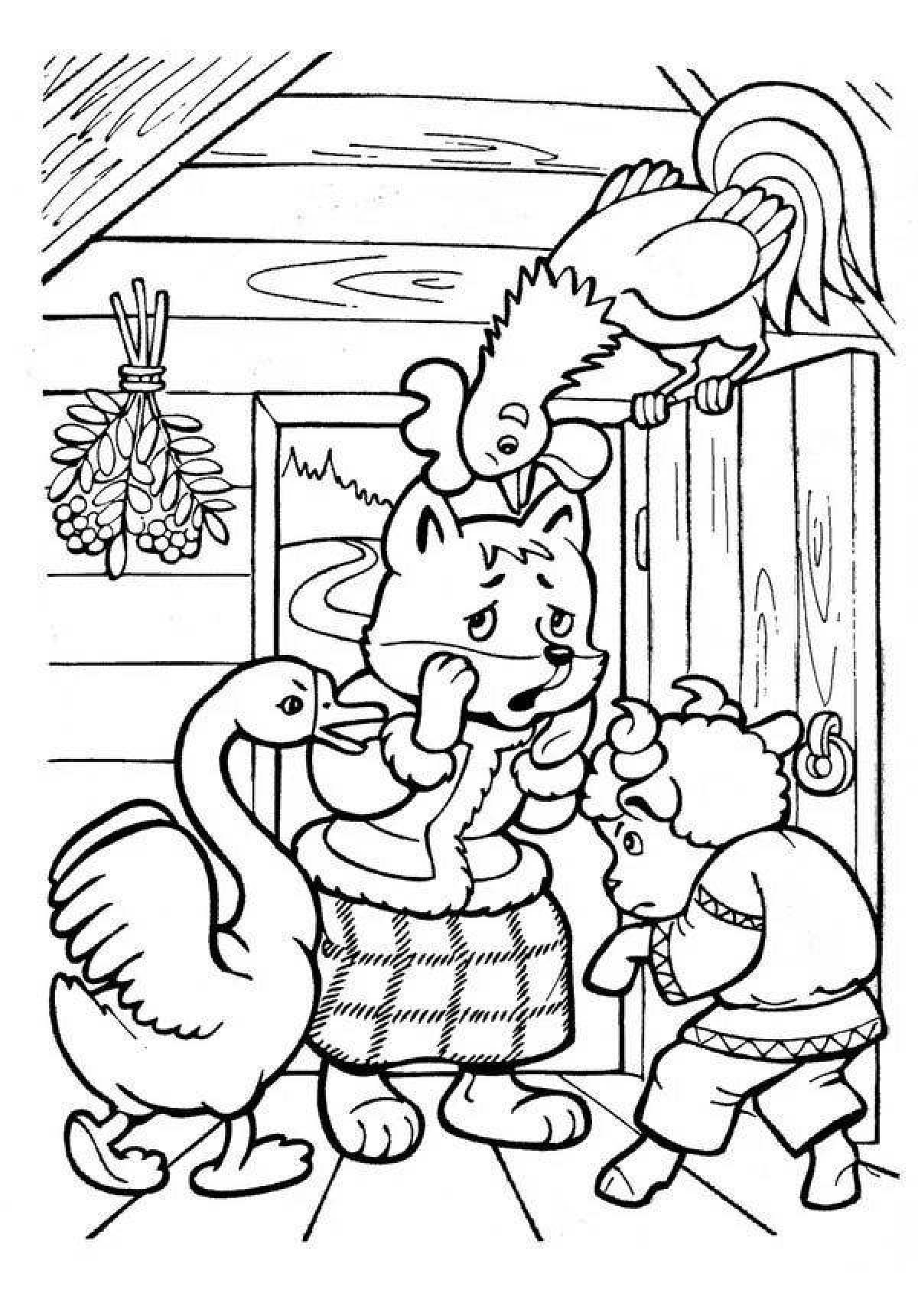Colorful winter hut coloring page for kids