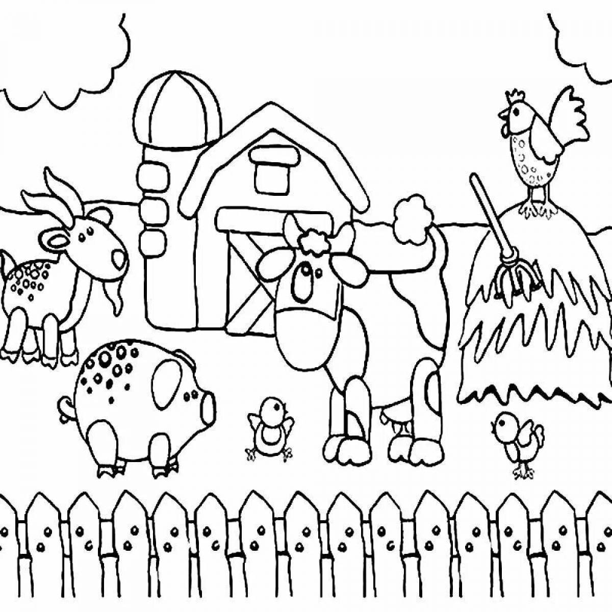 Children's bright winter hut coloring book