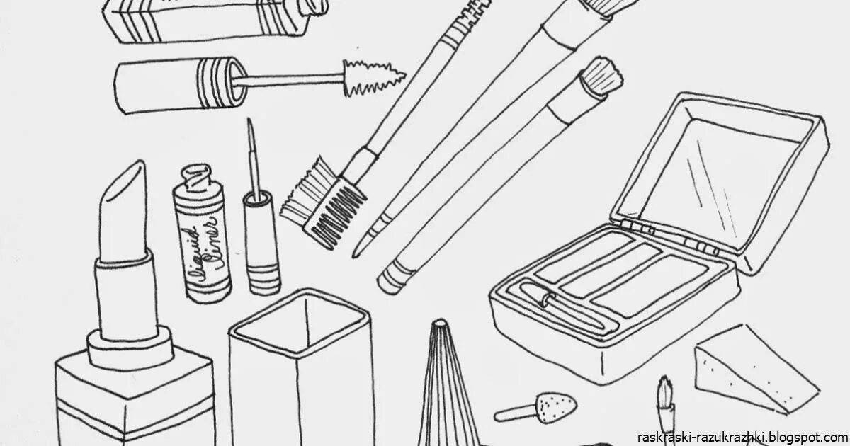 Adorable cosmetics coloring pages for kids
