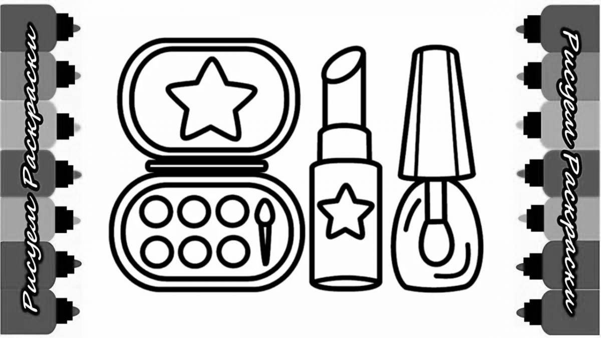 Dazzling cosmetics coloring book for kids