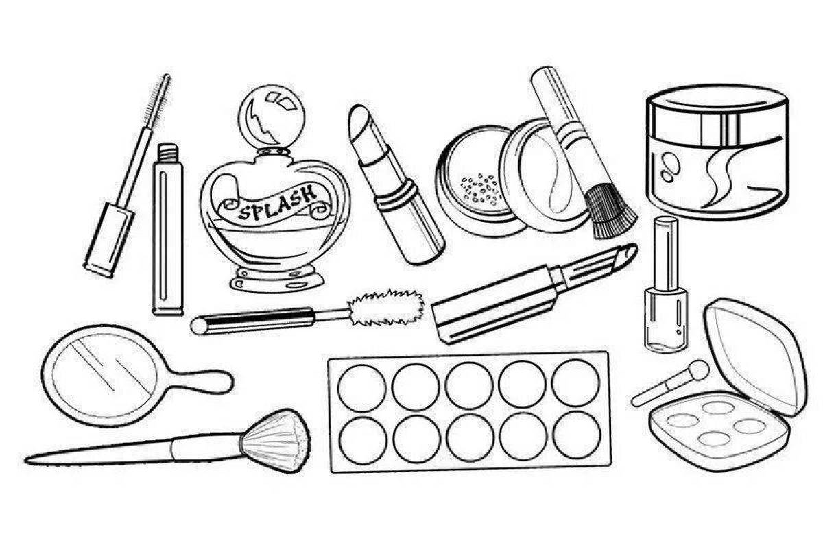 Attractive cosmetics coloring pages for kids