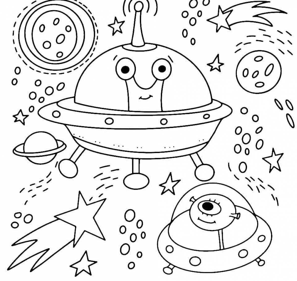 Vibrant space and planets coloring pages for kids