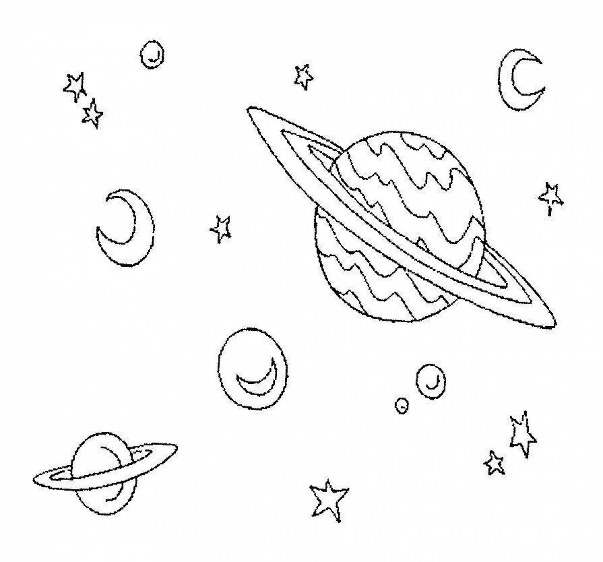 Wonderful space and planets coloring pages for kids