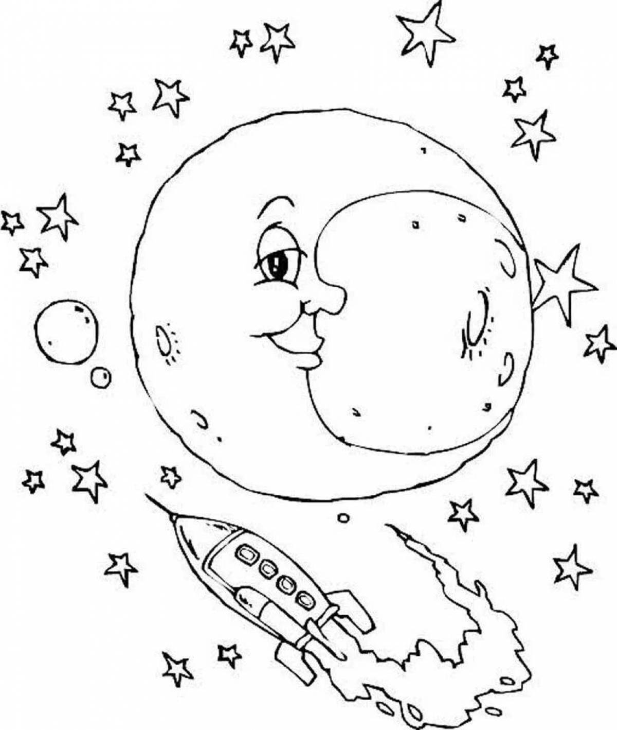 Outstanding space and planets coloring page for kids