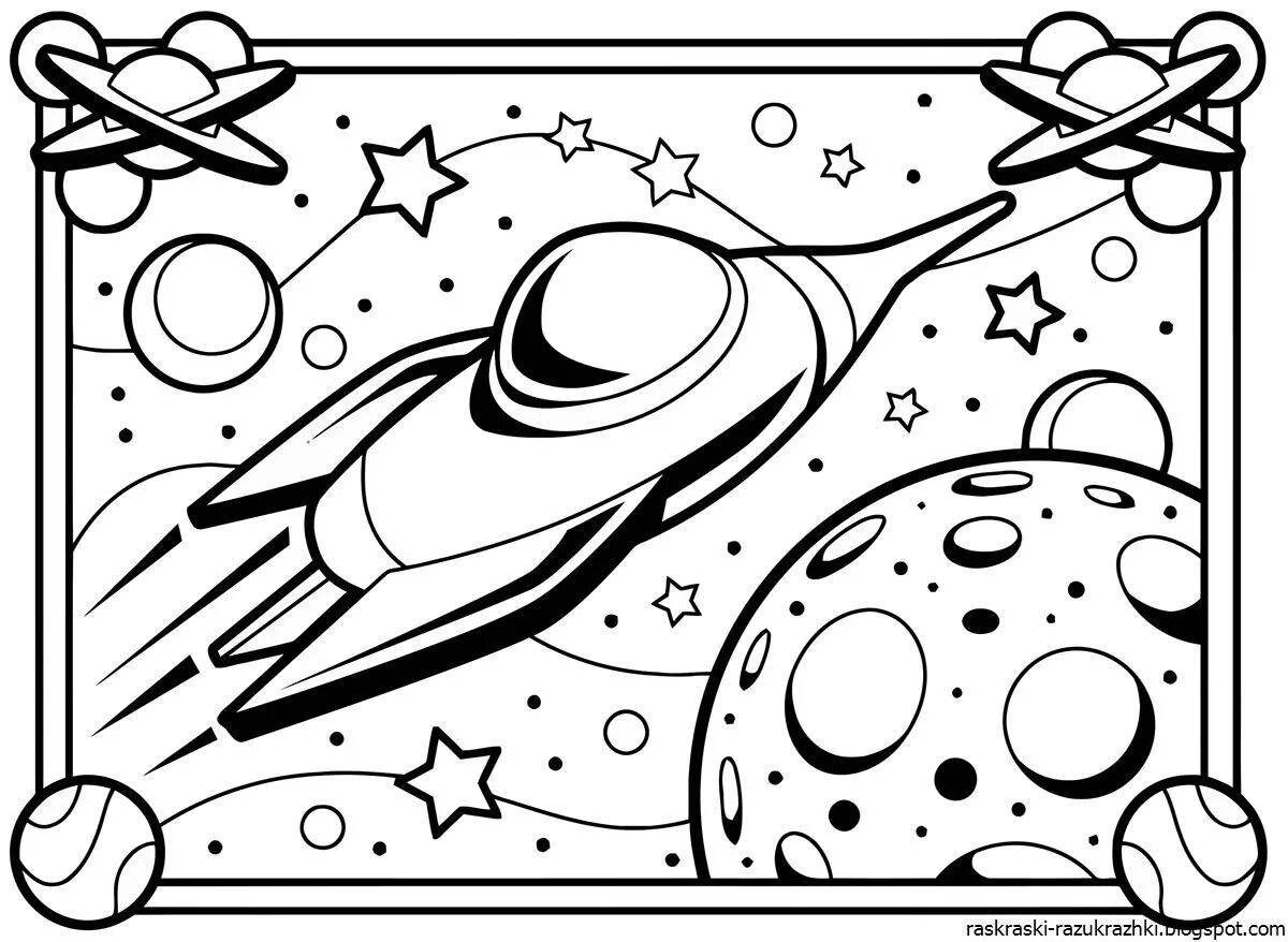 Glitter coloring pages of space and planets for kids
