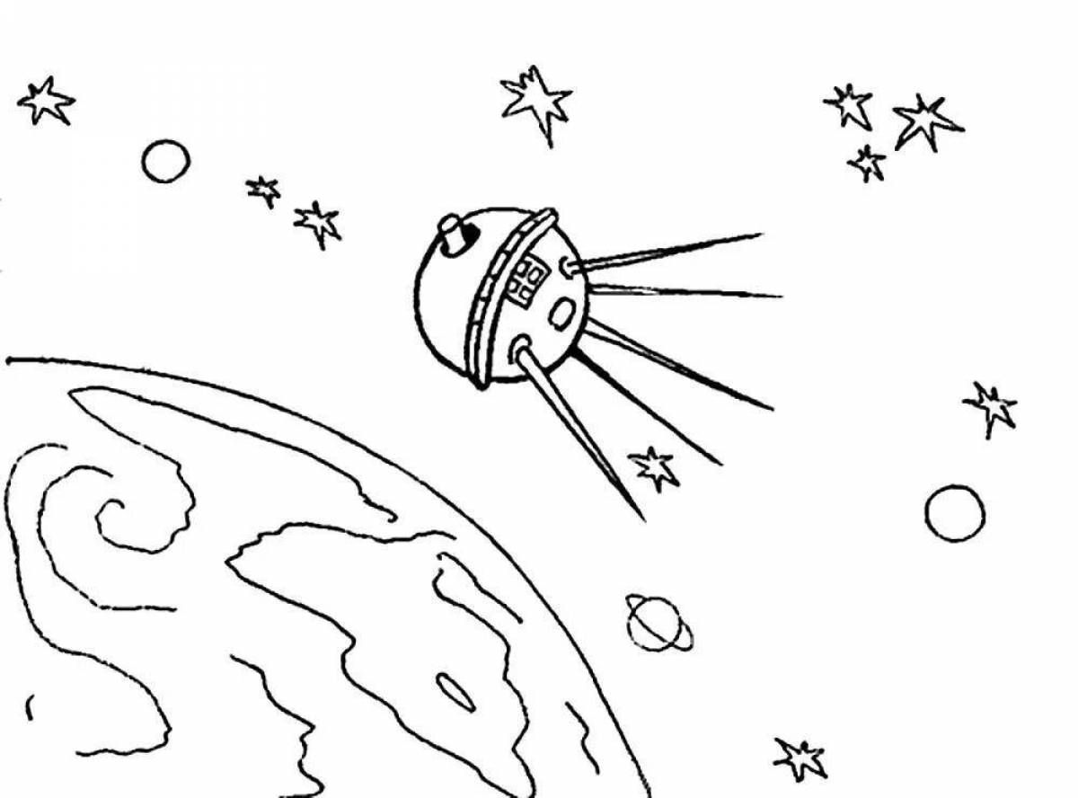 Colorful space and planets coloring pages for kids