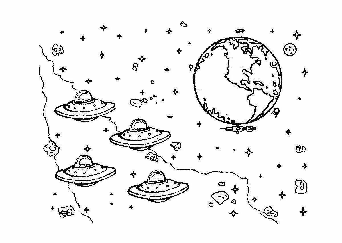 Animated coloring pages of space and planets for kids