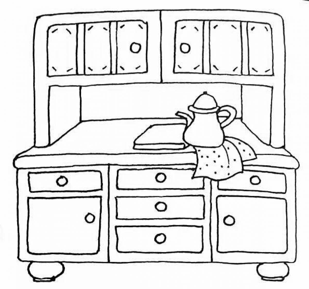 Adorable furniture coloring book for 3-4 year olds