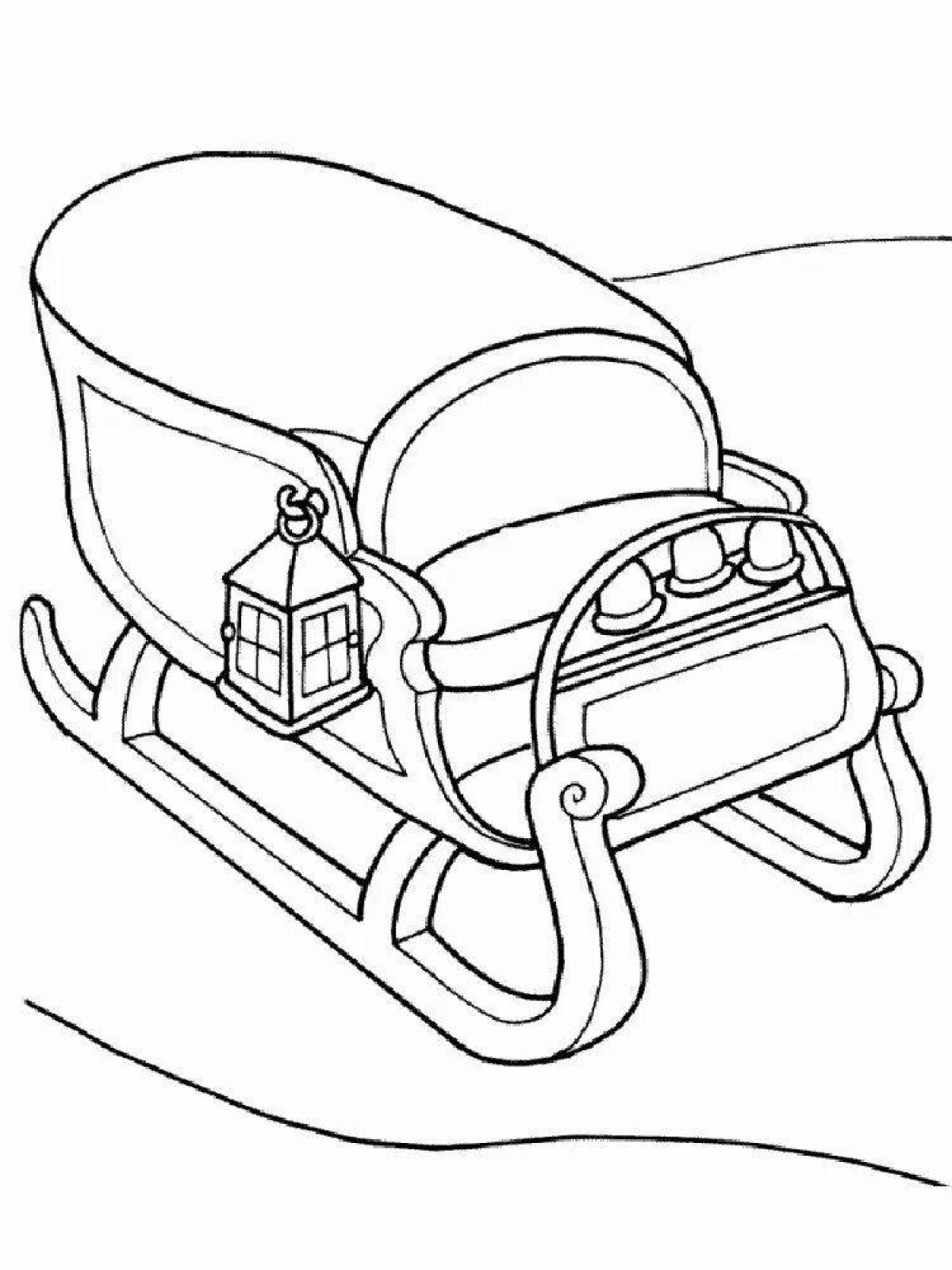 Coloring page jubilant sleigh for babies 2-3 years old