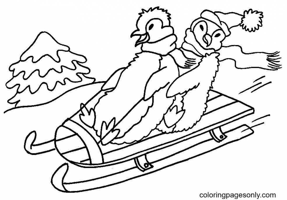 Wonderful sleigh coloring for kids 2-3 years old