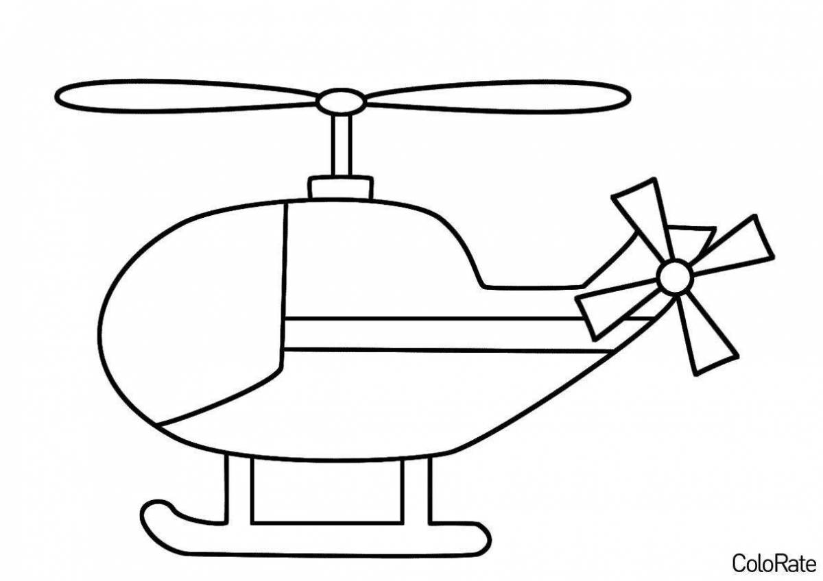 Красочная страница раскраски вертолет для детей 3-4 лет