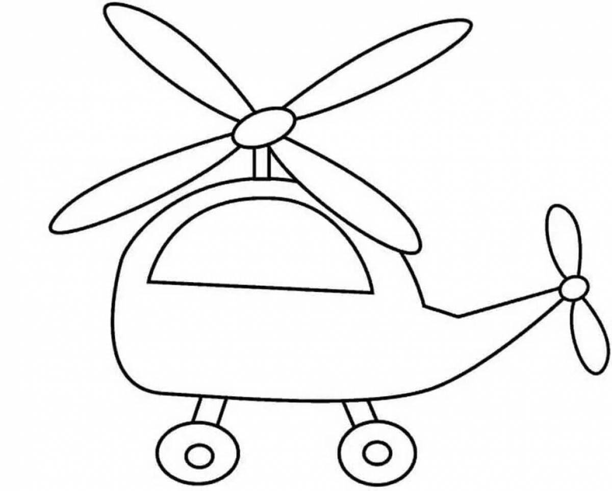 Веселая раскраска вертолет для дошкольников