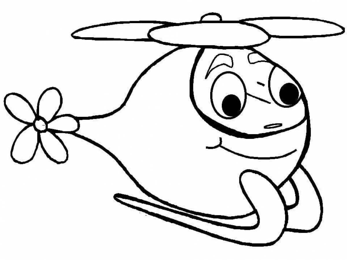 Funny coloring of the helicopter for children of 3-4 years