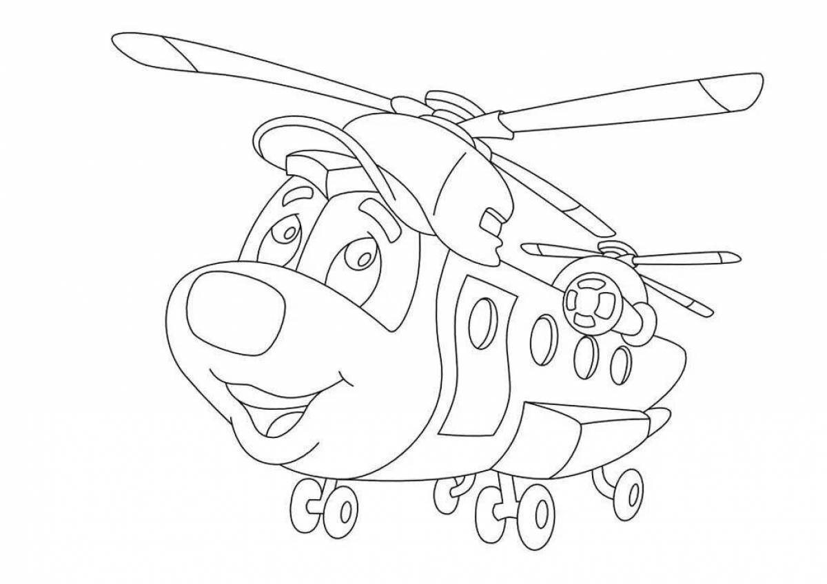 Joyful coloring of the helicopter for children