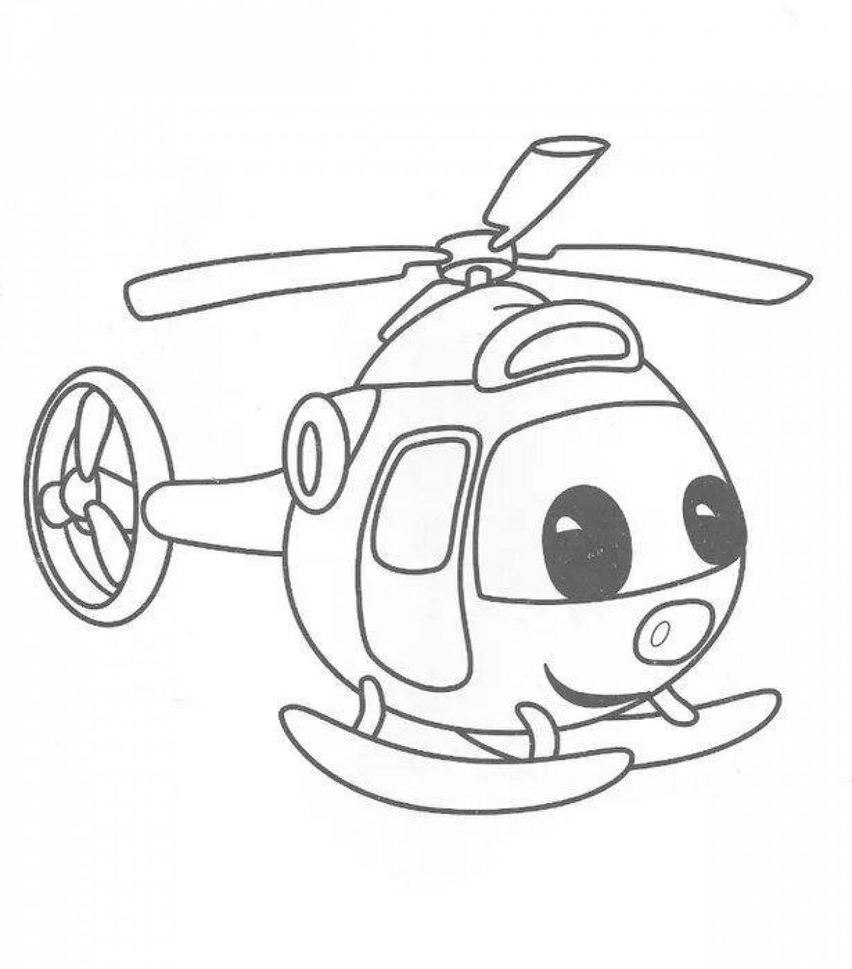 Adorable helicopter coloring page for kids