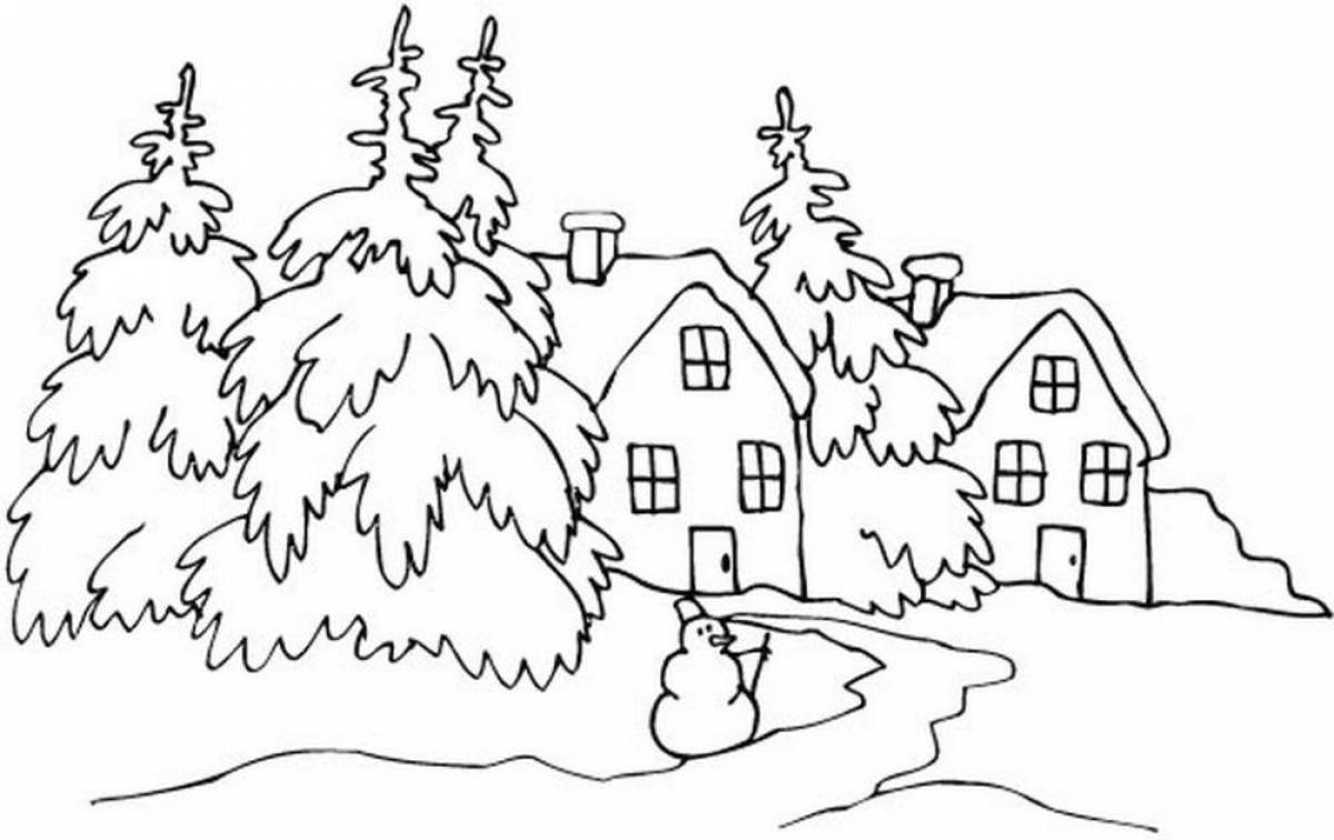 Раскраска «волшебный зимний лес» для детей 4-5 лет