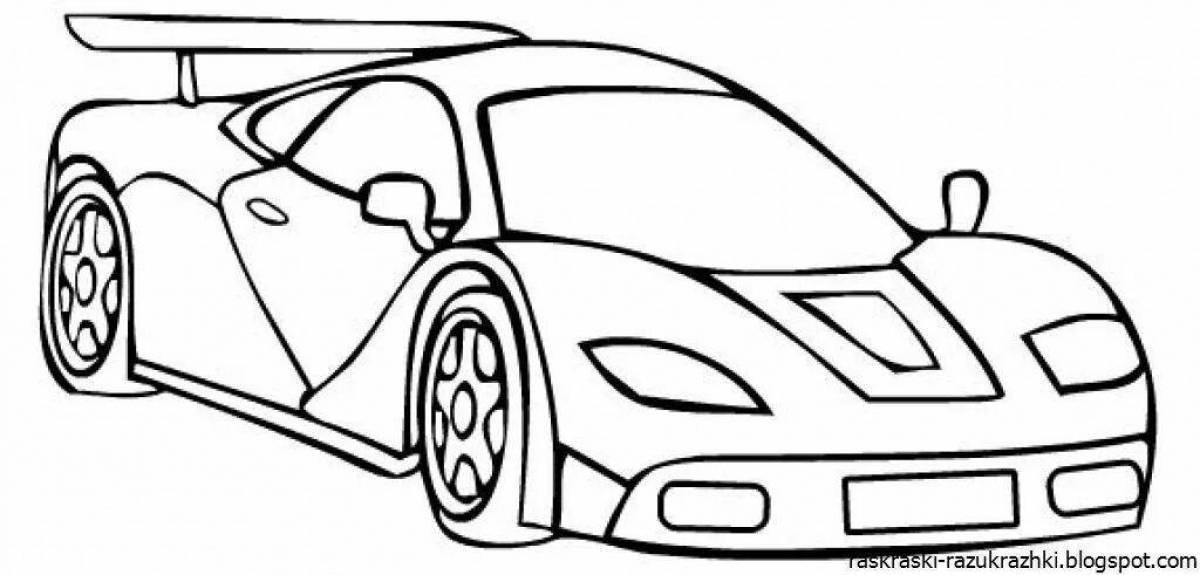 Coloring book funny racing car for children 4-5 years old