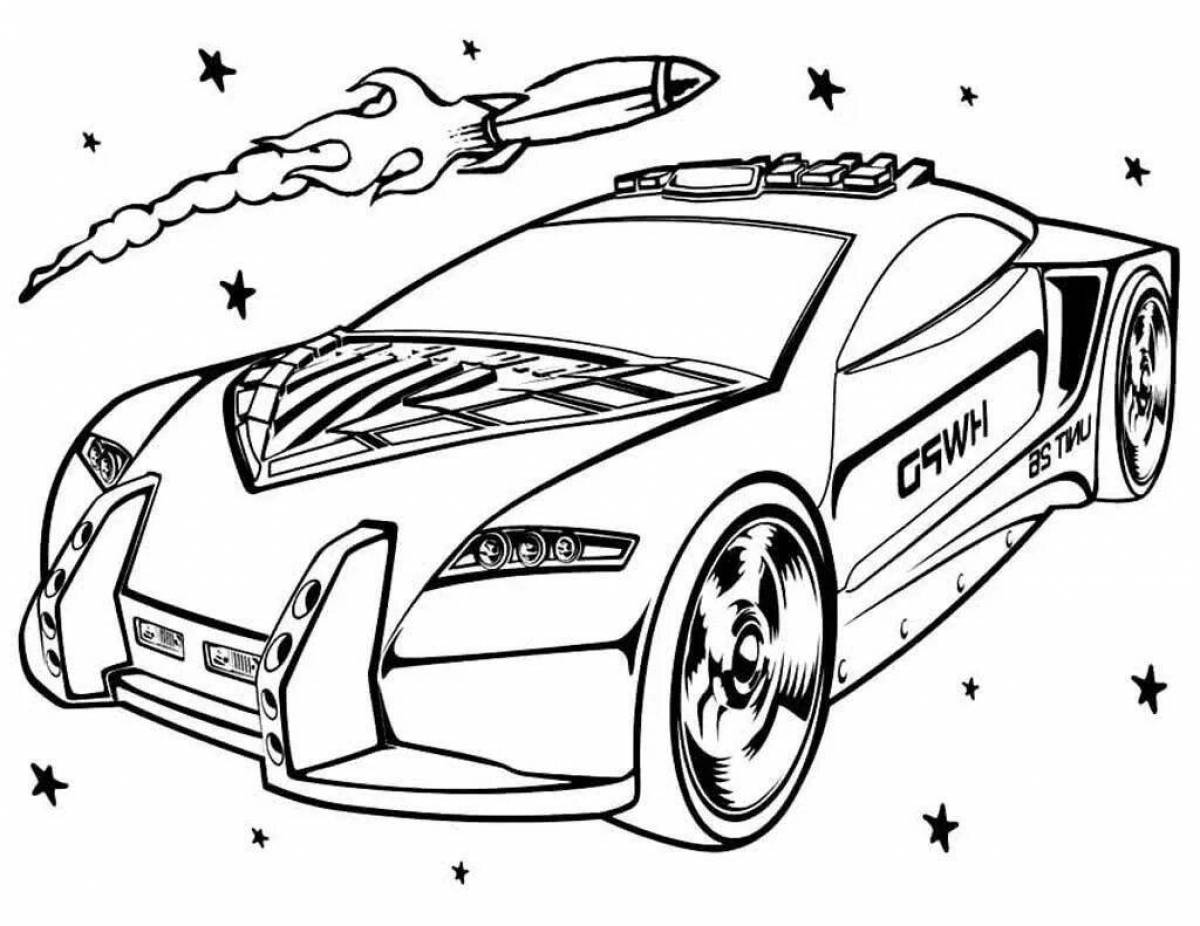 Coloring page cute racing car for kids
