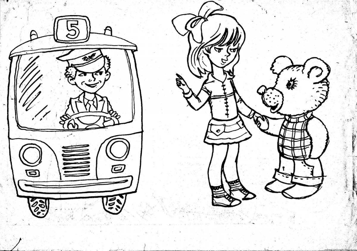 Entertaining coloring book traffic rules for children 5-6 years old