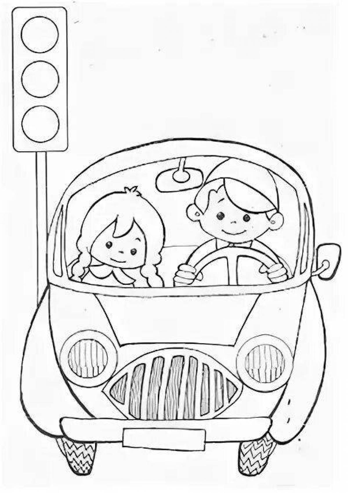 Fun coloring book traffic rules for children 5-6 years old