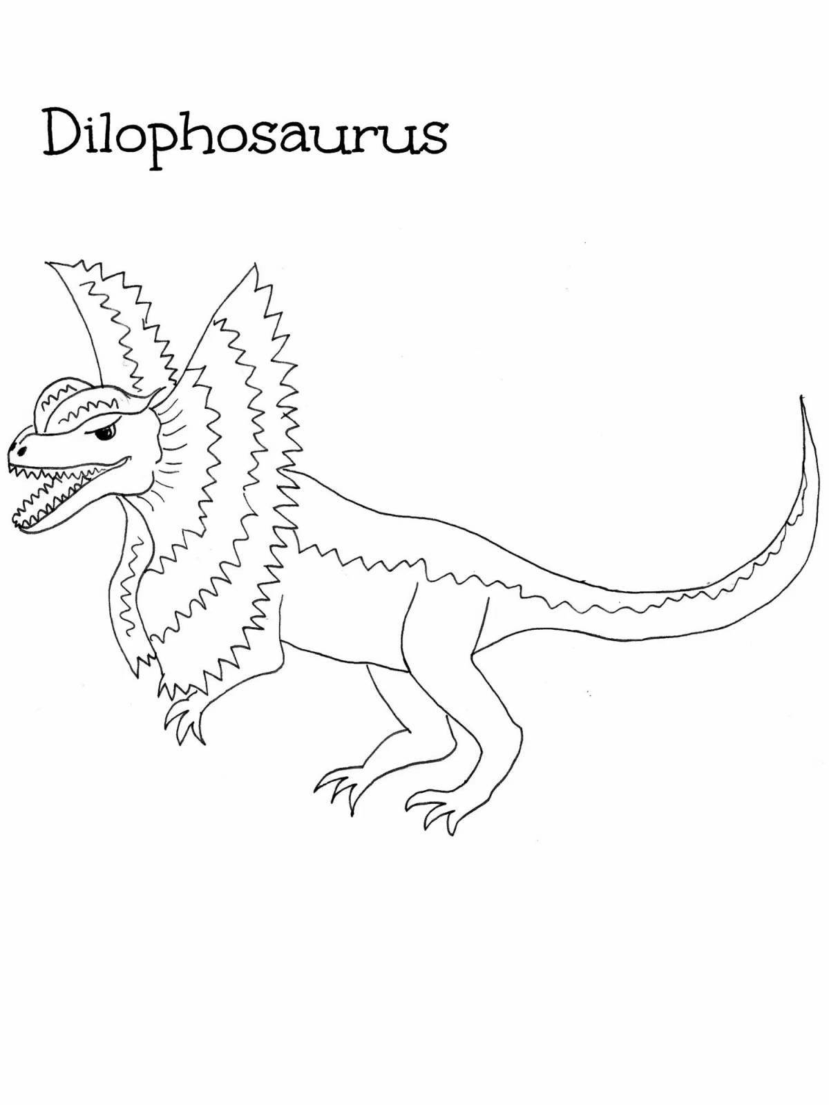 Красочная страница раскраски дилофозавра