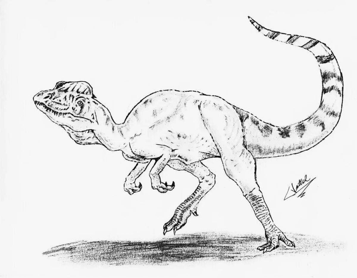 Раскраска веселый дилофозавр