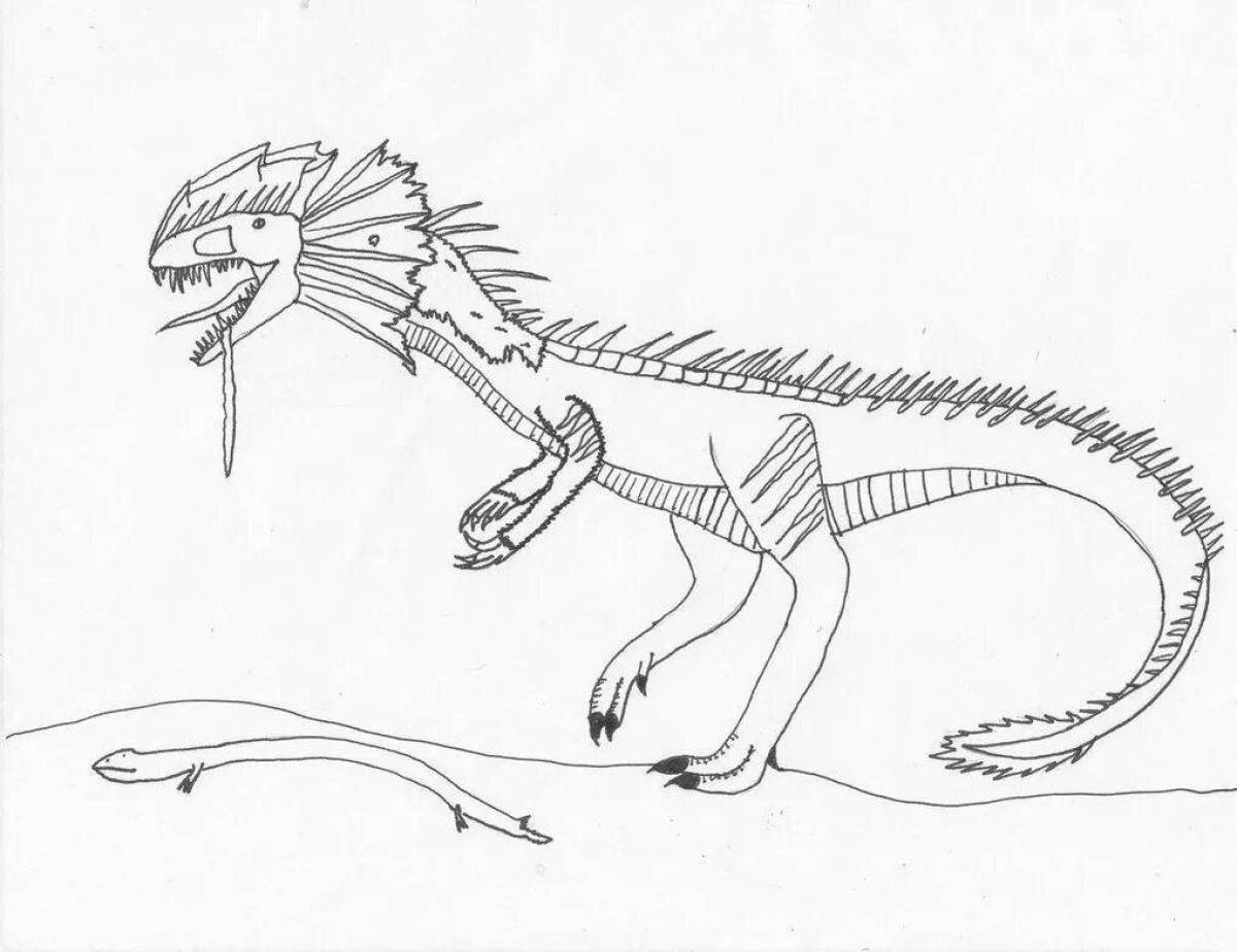 Раскраска радостный дилофозавр